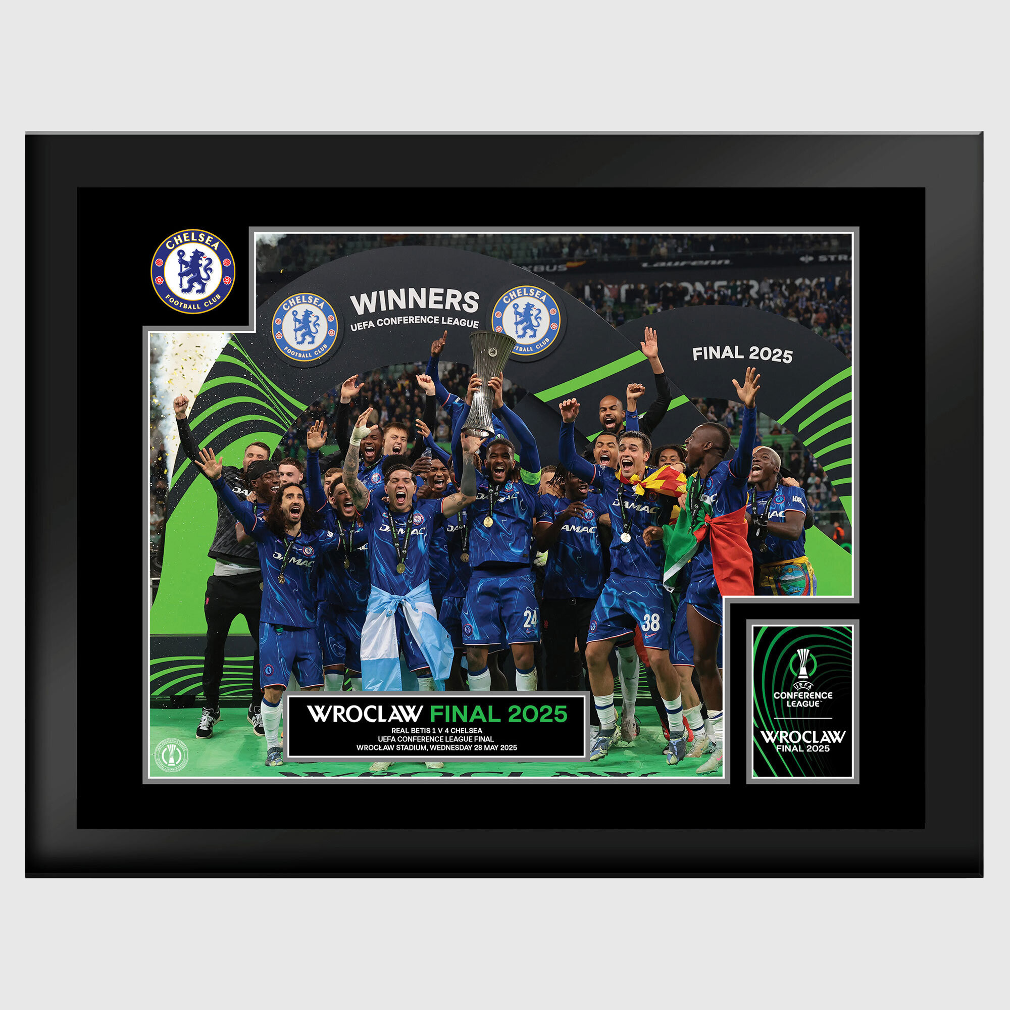 Chelsea UEFA Conference Gewinner – Trophäen-Hebetafel 6 x 8 – Gehärtetes Glas Image