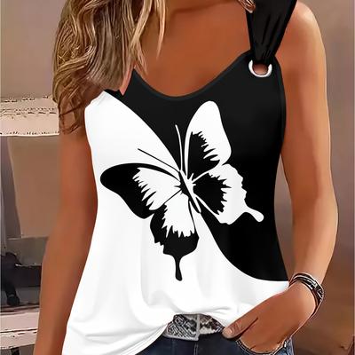 TEMU Women's Outdoor Casual Sports 3d Printed Pattern Round Neck Vest Image
