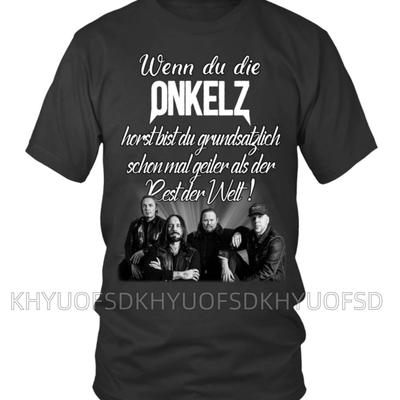 TEMU Onkelz Men's Heavyweight Cotton T-shirt - Graphic Tee With German Text, Breathable Crew Neck Shirt For Concerts, Casual Attire - , , Concert Attire, Print Shirt, Durable Fabric Image