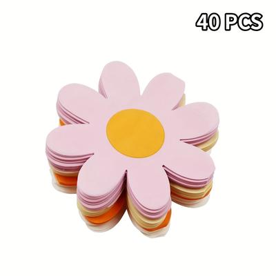 TEMU 40 Sheets Daisy Paper Napkins, Party Napkins Daisy Floral Disposable Napkins, Bohemian Vintage Flowers, Dessert Afternoon Tea Napkins, Birthday, Wedding Party Supplies Image