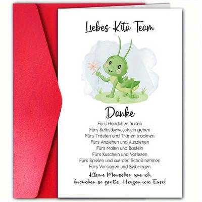 TEMU 1pc, Best German Thank You Card With Envelope (12cm*18cm), From Student And Parent, Thank You To Teacher And Daycare Center, Thanks, Card, Meaningful Thank You Card, , Words. Image