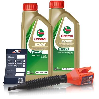 Castrol 2x 1 L EDGE 10W-60 + Ölwechsel-Anhänger + Einfülltrichter [Hersteller-Nr. 15F62C] Image