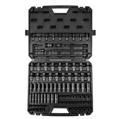 SucceBuy 1/2" 3/8" Drive Impact Socket Set 13/23/33/34/48/65/90PCs SAE Metric Cr-V/Cr-Mo Socket Set 6 Point Alloy Steel Repair