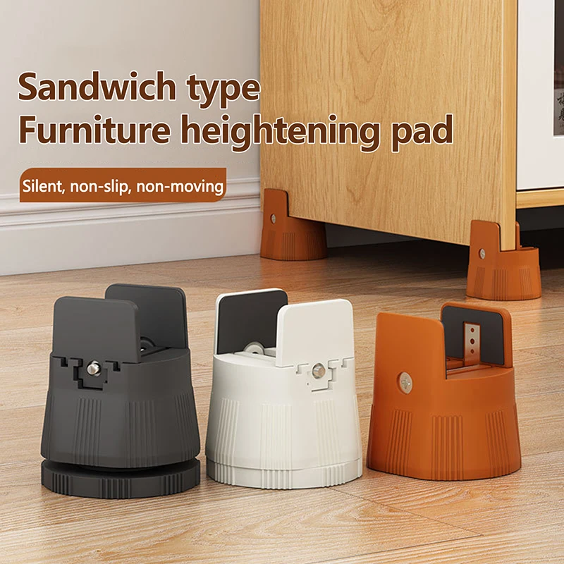 Möbel-Riser, höhenverstellbare Stuhlfüße, Beine, robuste, rutschfeste Beine für Sofa, Tisch, Bett, Schrank, Möbel-Riser-Matte Image