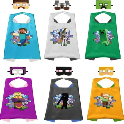 Minecraft Superheld Cosplay Umhänge für Jungen Mädchen Cartoon Dress Up Kostüm Umhang Partyzubehör Image