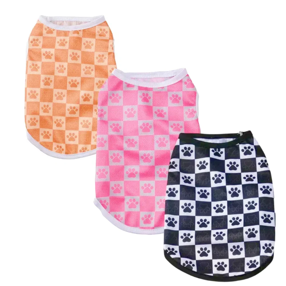 Hundekleidung für kleine und mittelgroße Hunde, karierter Druck, luxuriöse, atmungsaktive Haustierweste, weiches Welpen-T-Shirt, süßes Katzenkostüm, XS-XL, Bulldogge Image