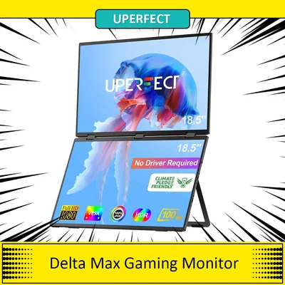 Uperfect delta max 18,5 Zoll tragbarer Dual-Screen-Monitor, 1920*1080 ips-Bildschirm, Hz Bild wiederhol frequenz, srgb, eingebauter Lautsprecher
