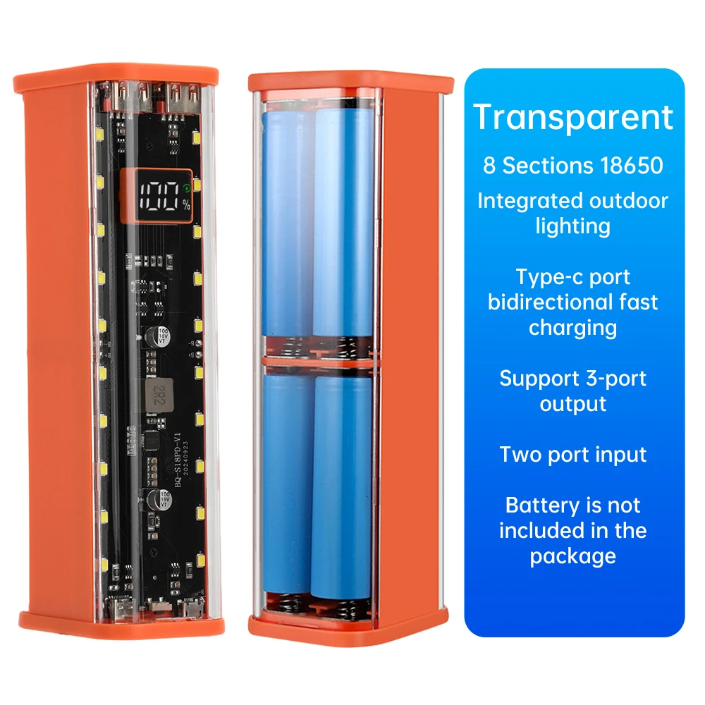 Mech Transparent 8 Zellen 18650 Batterie Box DIY Kit Schnelle Aufladung Mobile Power Bank Material Nicht Schweißen Power Bank Shell Image
