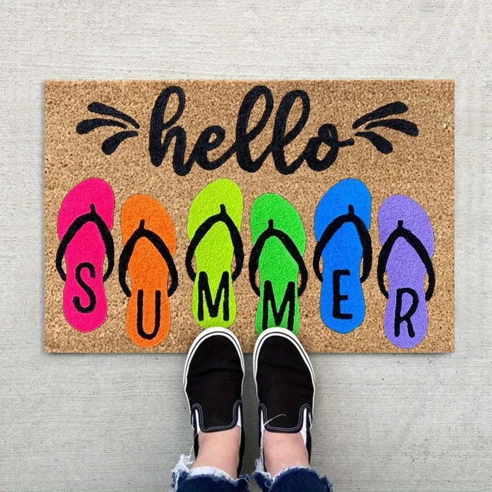 1 Stück Sommer tür matte, Blume saisonale Outdoor-Teppich Willkommen matte Sommer dekorative Fuß matte, flache Boden matte für den Hauseingang