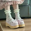 Japanische Original Lolita Plattform Muffin Schuhe Schleife Elegante Retro Cross Strap Süße Dame Höhe Erhöhte Mary Jane Einzelne Schuhe