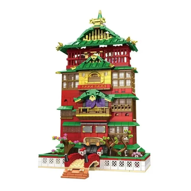 WGC 66032 Mysterious Town Oil House Suppe Oma Hot Spring Resort Street View Modell DIY Spielzeug Bausteine 1868 Stücke Image