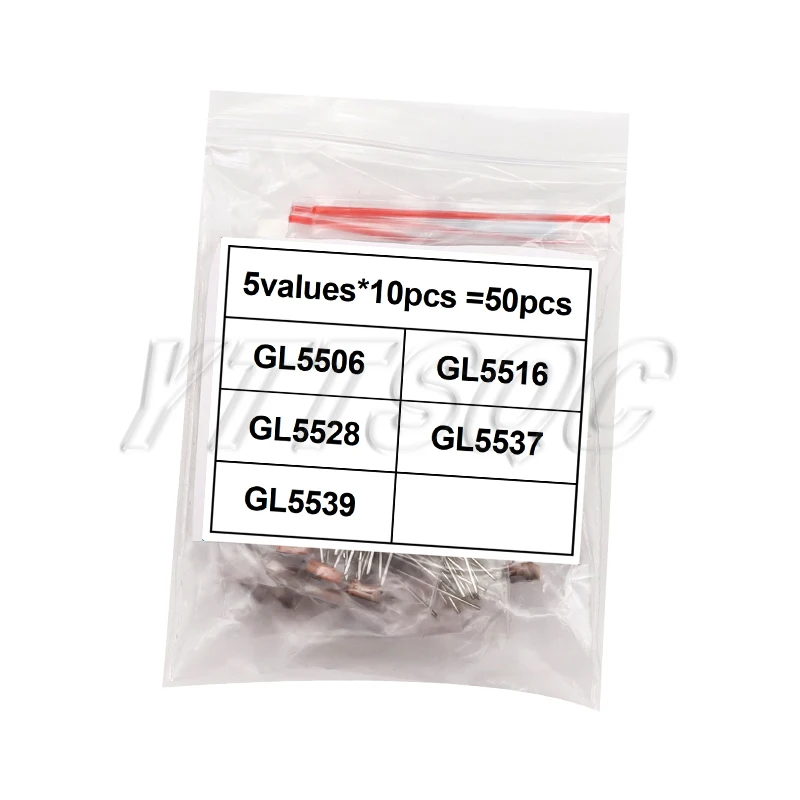 50PCS GL5506 GL5516 GL5528 GL5537 GL5539 Foto Licht Empfindliche Widerstand Fotowiderstand Kit Fotoleitende Widerstand Image