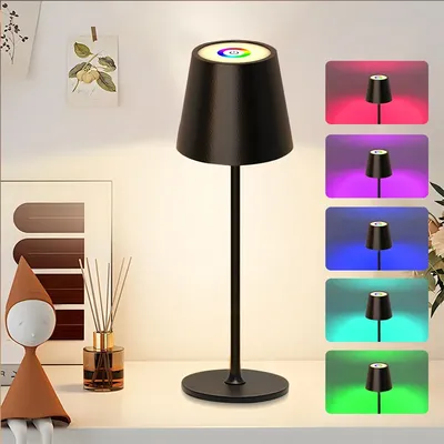 RGB Cordless Table Lamp,RGB Touch Control Rechargeable Battery Desk Lamp,Dimmable Table lamp for Bedroom Nightstand Lamps