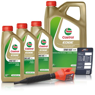 Castrol 8 L EDGE 0W-40 A3/B4 + Ölwechsel-Anhänger + Einfülltrichter [Hersteller-Nr. 15F6B4] Image