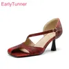 Marke Neue Mode Weiß Wein Rot Frauen Sandalen Karree High Heels Dame Party Schuhe Plus Große Kleine