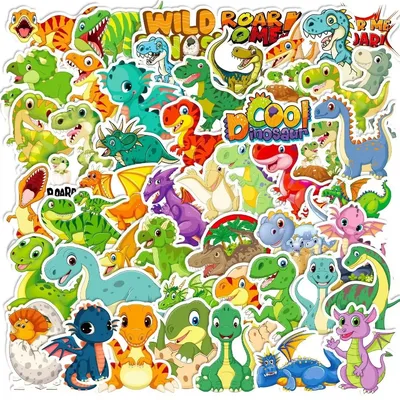 50PCS Cartoon Dinosaur Sticker New Children's Sticker Water Skateboard Waterproof Children's Toy