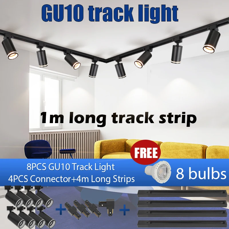 Lampada da binario GU10 Lampadina Illuminazione da binario Lampada da parete Illuminazione da binario Spot Faretto a LED Negozio di abbigliamento Negozio Cucina di casa Gu10 Tracce