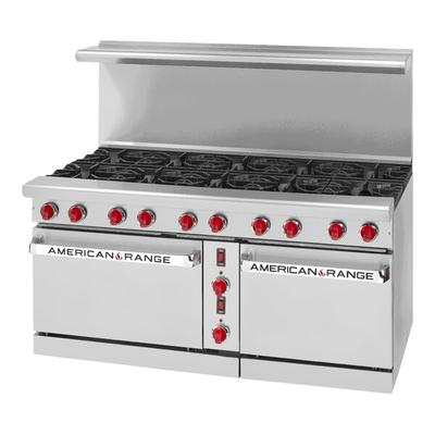 American Range Green Flame ARGF-10 60" Natural Gas 10-Burner Range with Standard Oven and Space-Saver Oven - 312,000 BTU