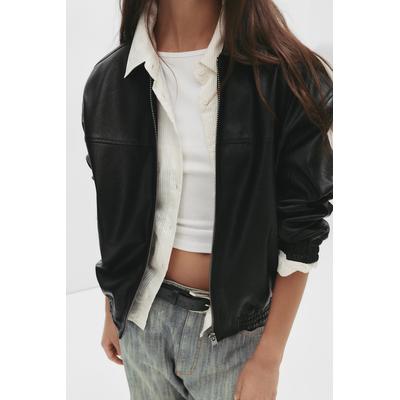Faux Leather Bomber Jacket