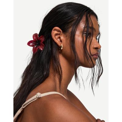 Bershka 2-Pack Of Flower Hair Clips Women Burgundy