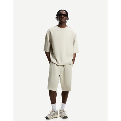 Bershka Oversize Short Sleeve Interlock T-Shirt Men L Stone