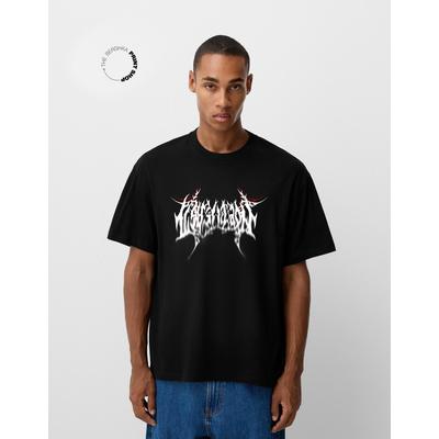 Bershka Short Sleeve T-Shirt With Print Men L Black