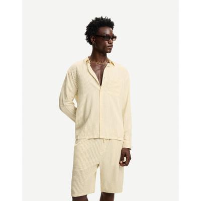 Bershka Striped Long Sleeve Shirt Men S Yellow