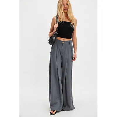 Dallas Wide-Leg Trousers at Free People in Steel, Size: US 6