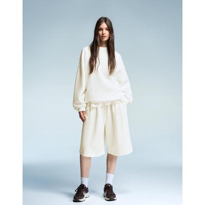 Bershka Oversize Sweatshirt With Pockets Women Xxs Off White