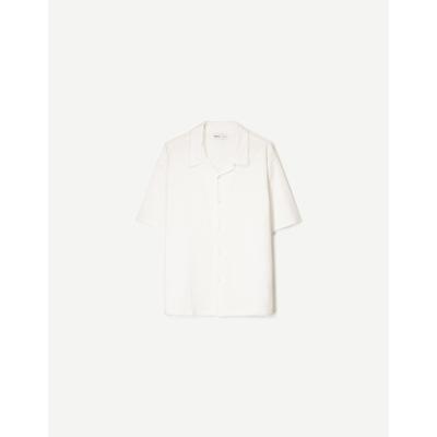 Bershka Textured Short Sleeve Shirt Men L White