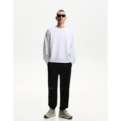 Bershka Ripped Jogger Jeans Men Xxs Black
