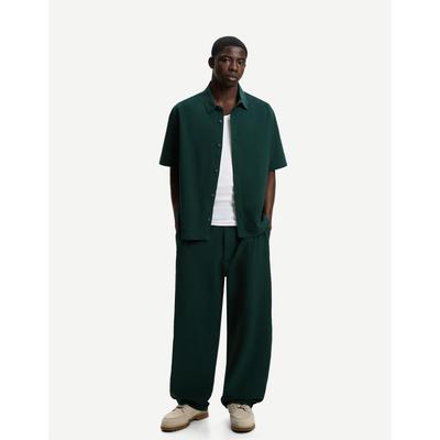 Bershka Pleated Baggy Jogger Trousers Men Xs Green
