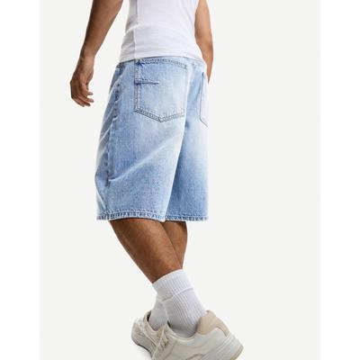 Bershka Baggy Denim Bermuda Shorts Men 26 Light Blue