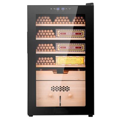 Electric Cigar Humidor Spanish Cedar Wood & Double Mirror Glass Cigar Humidor, Gift for Men