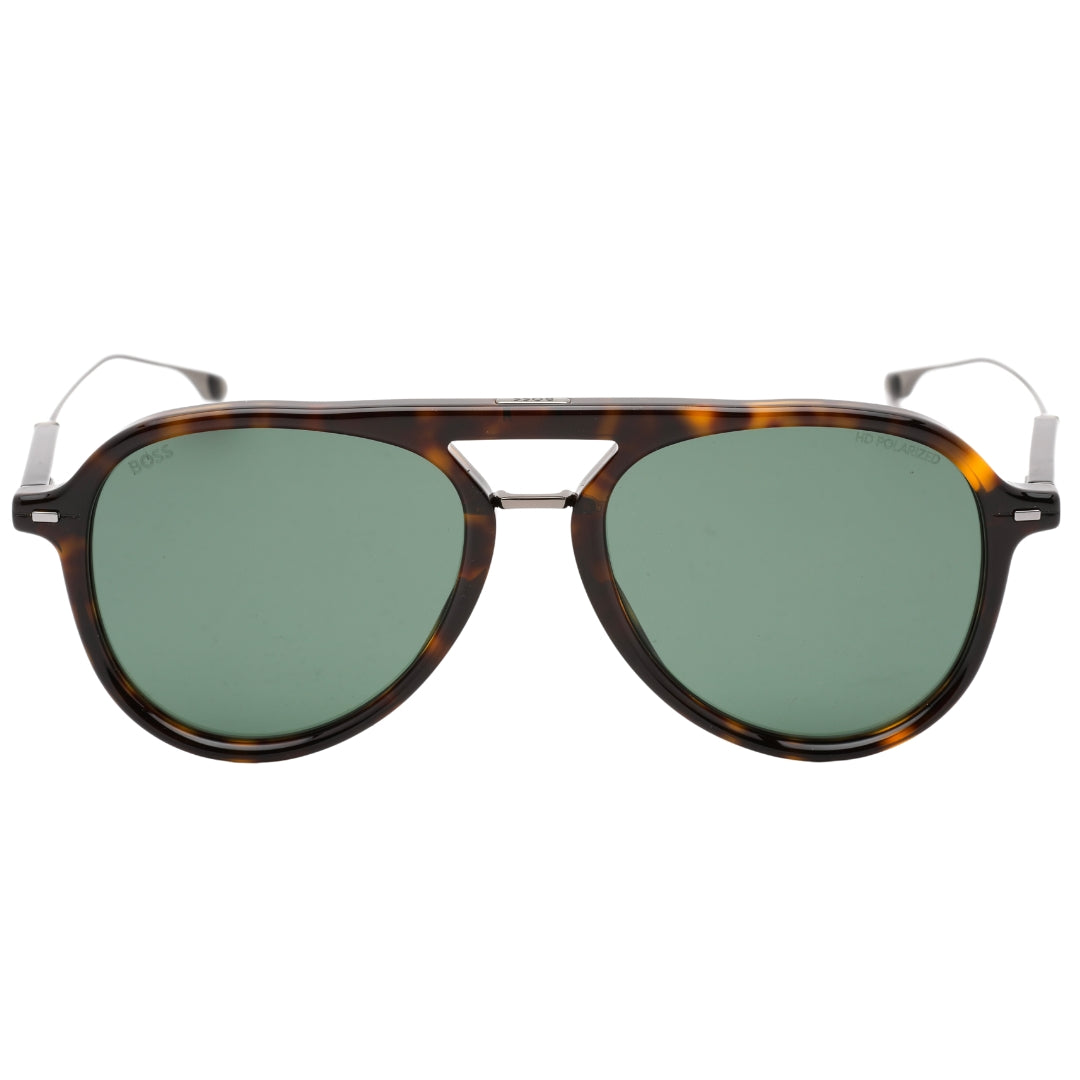 Hugo Boss - Sonnenbrille „YP" in Havana-Braun mit grünen Gläsern
