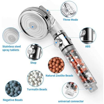 Linghhang - 3-in-1-Duschkopf, Booster-Negativ-Ionen-Wasserspar-Duschkopf, Ionenfilter, Image