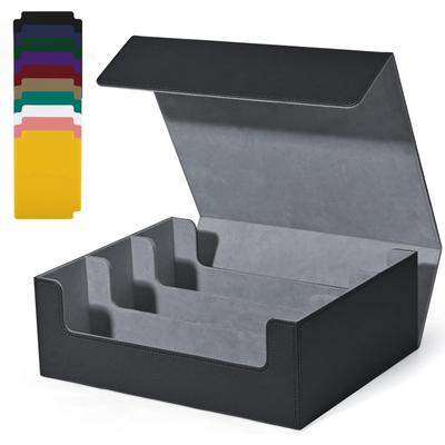 TEMU Lamek Card Storage Boxes For 1800+ Cards, Premium Magnetic Deck Boxes, Leather Deck Case With Dividers, Trading Card Game Deck Box For Magic Yugioh Cards (black) Image