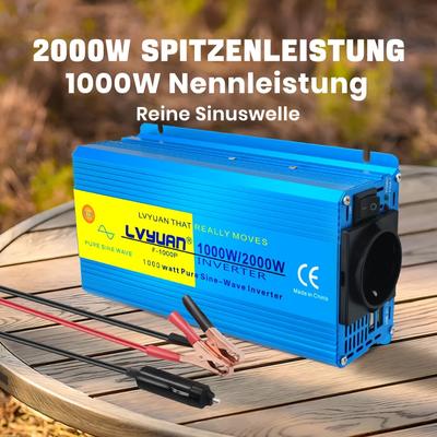 TEMU Lvyuan 1000w/2000w () Pure Sine Power Inverter ( 12v To Ac 220v Power Converter) With 3.1a Usb Car Adapter For Smartphone, Laptop Car Outdoor Camping, Without Battery Image