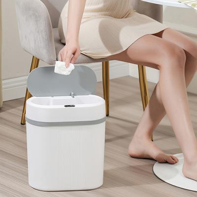 TEMU 12l White Smart Touchless Trash Can, Odor-sealed, Battery-powered, Suitable For Multiple Places Such As The Kitchen, Bathroom, Bedroom, Office, And Living Room, To Home Furnishings Image