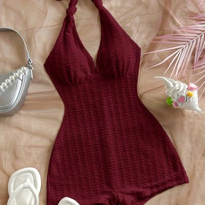 TEMU Drawstring Pleated Ribbed Jumpsuit Image