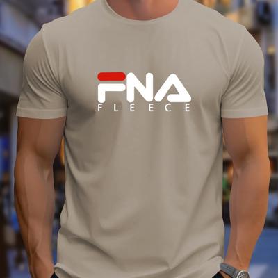 TEMU Men's Casual Crew Neck T-shirt With Geometric Print, Short Sleeve, Polyester 100%, Stretch, Summer Tee, Regular Fit, Knit Fabric, 170g/m² - Black Image