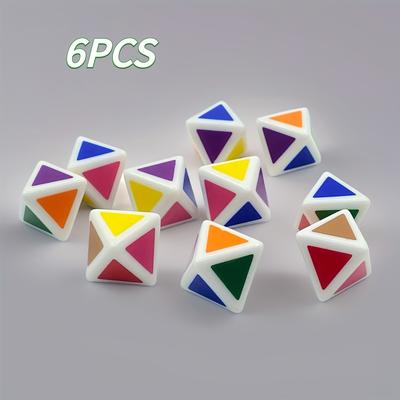 TEMU 6pcs 14mm Acrylic Color Sorting Game Dice, 8 Faces And 8 Colors Educational Dice Suitable For Party Entertainment Games Interactive Tabletop Games Halloween Christmas Birthday Gifts Image