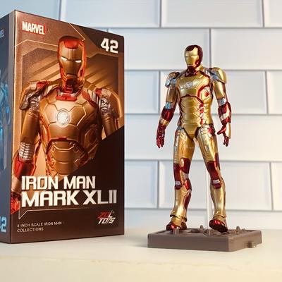 TEMU Avengers Mk42 Action Figure - Mini, Articulated, Interlocking Desktop Model Toy With Red & Golden Armor Design, Pvc Material, Collectors And Fans, Action Figures