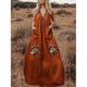 Abito lungo maxi da donna casual a campana estivo boho vintage per vacanze quotidiane festa floreale senza maniche a collo a V.