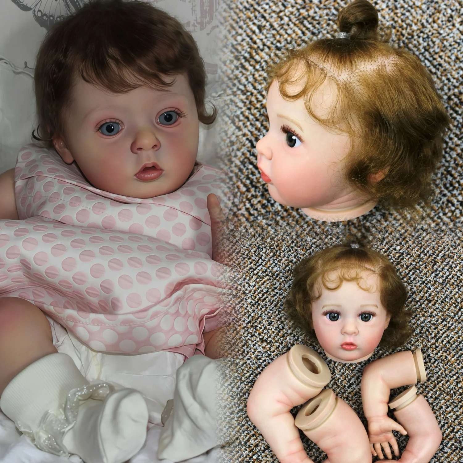 48CM Gemalt/Unlackiert Reborn Puppe Kits DIY Weiche Vinyl Puppe Kits Neugeborenen Baby Puppe Teile Bebe Reborn Kits sin Pintar Image