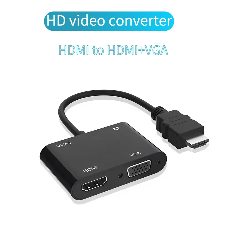 HDMI-kompatibel Zu HDMI-kompatibel VGA Adapter 1080P Splitter 1 in 2 Ausgang für Computer Desktops Laptops Monitore Projektoren Image