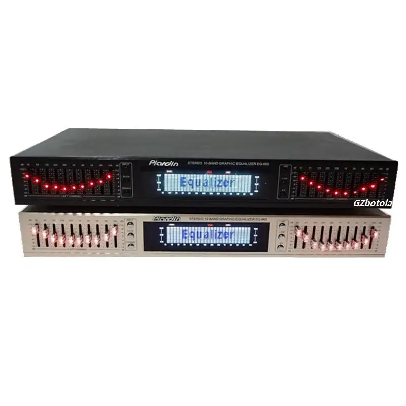 NEU kommen EQ665 Equalizer HiFi Fever Home EQ symmetrischer Mischer Doppel 10-Segment-Stereo-Höhen-Alt-Bass-Regulierung an Image