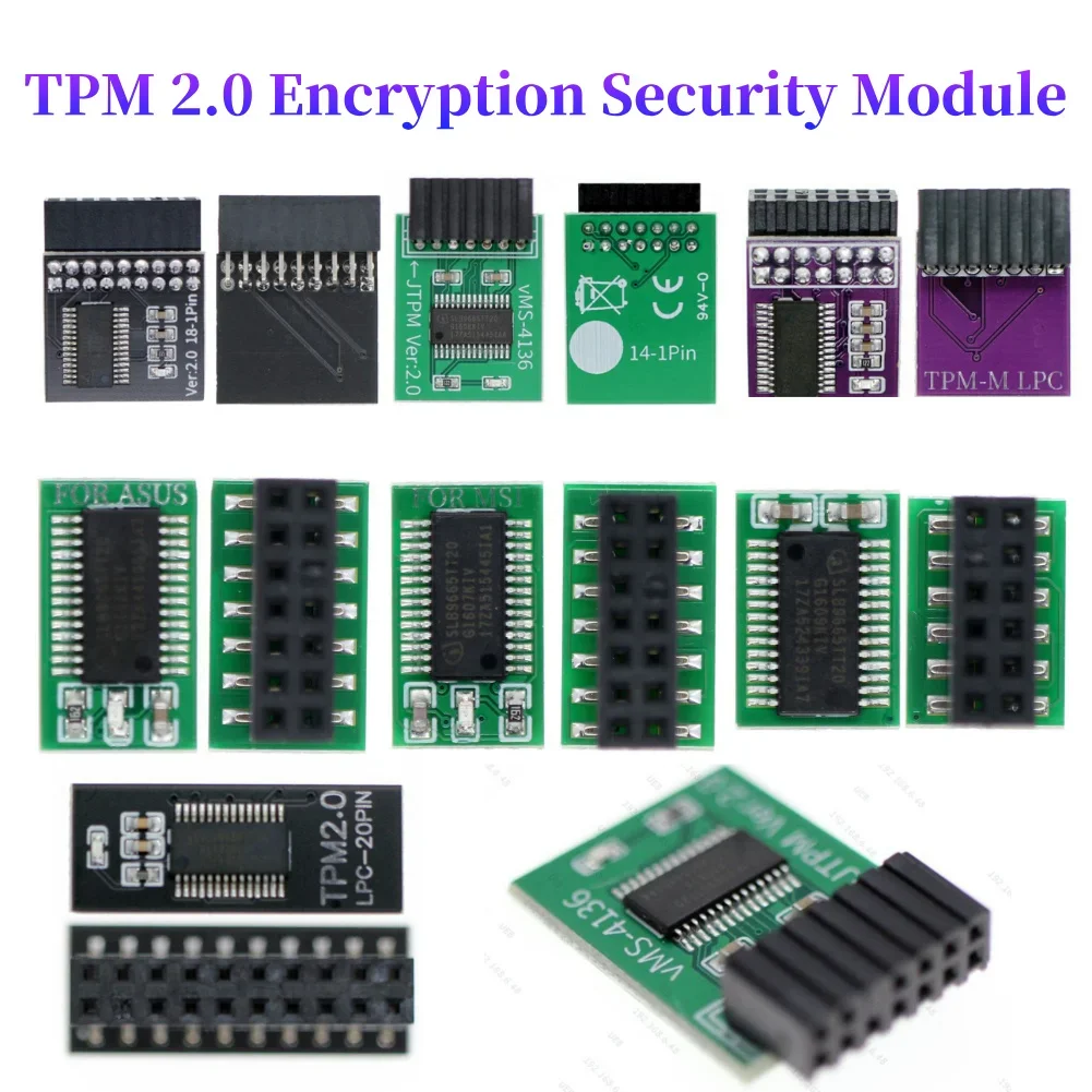 TPM 2.0 Modul 12/14/18/20PIN TPM 2.0 Verschlüsselung Sicherheitsmodul TPM 2.0 Sicherheitsmodul für ASUS ASRock MSI ASRock GIGABYTE LPC Image
