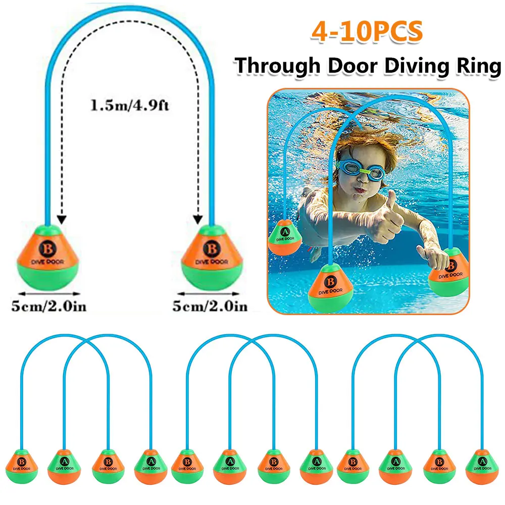 4-10PCS Durch Tür Tauchen Ring Lustige Schwimmen Spiel Aids Tauch Tür Wiederverwendbare Dive Schwimmen Durch Tür Erwachsene kinder Pool Wasser Spielzeug Image