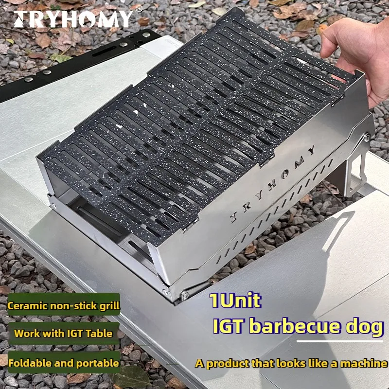 Tryhomy IGT Herd, 1 Einheit, Grill-Hundeofen, Edelstahl, Holzkohle, antihaftbeschichtet, Grillnetz, Outdoor, Camping, Grillofen Image